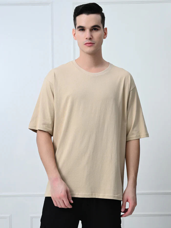 Beige Drop Shoulder Tee