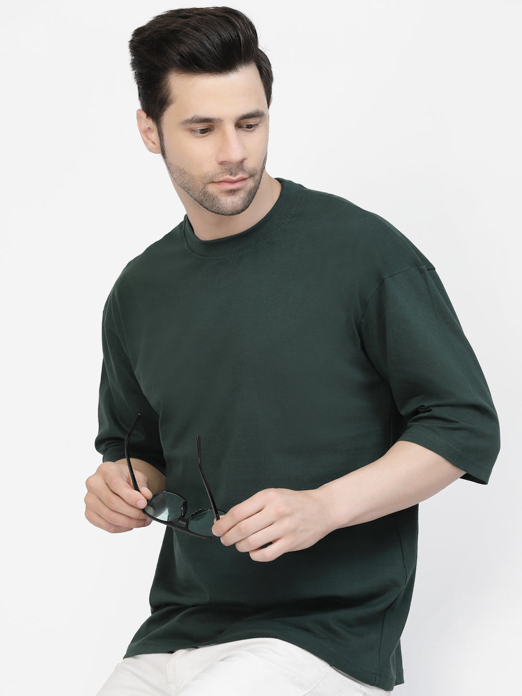 Bottle Green Drop Shoulder Tee
