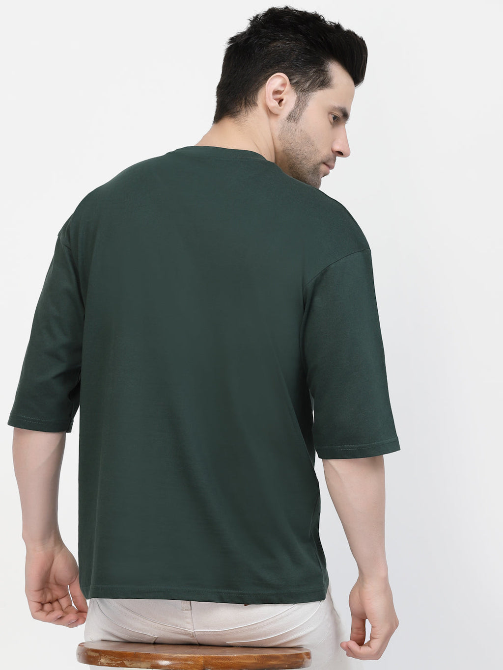 Bottle Green Drop Shoulder Tee