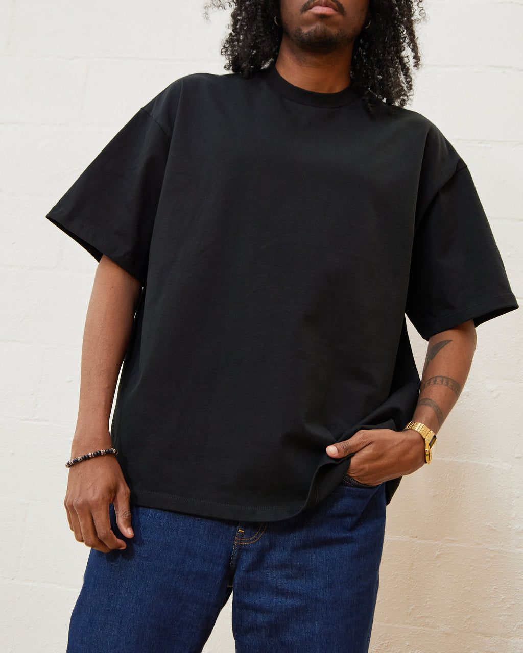 Black Drop Shoulder Tee