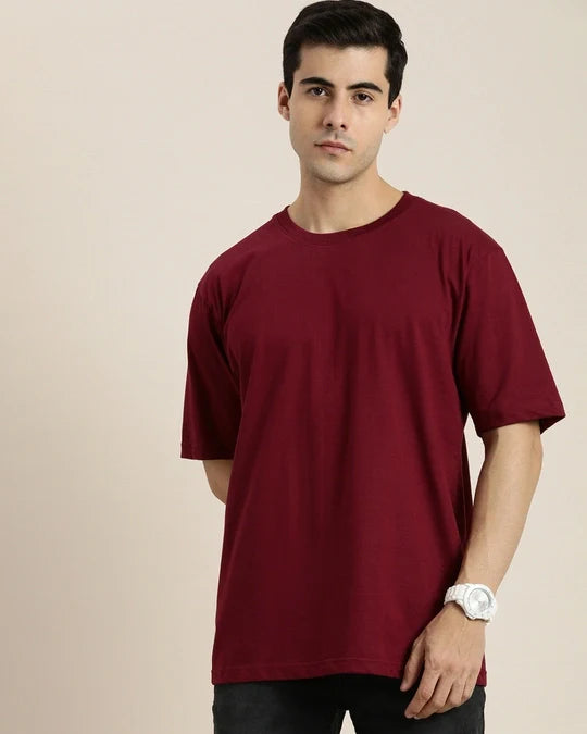 Maroon Drop Shoulder Tee