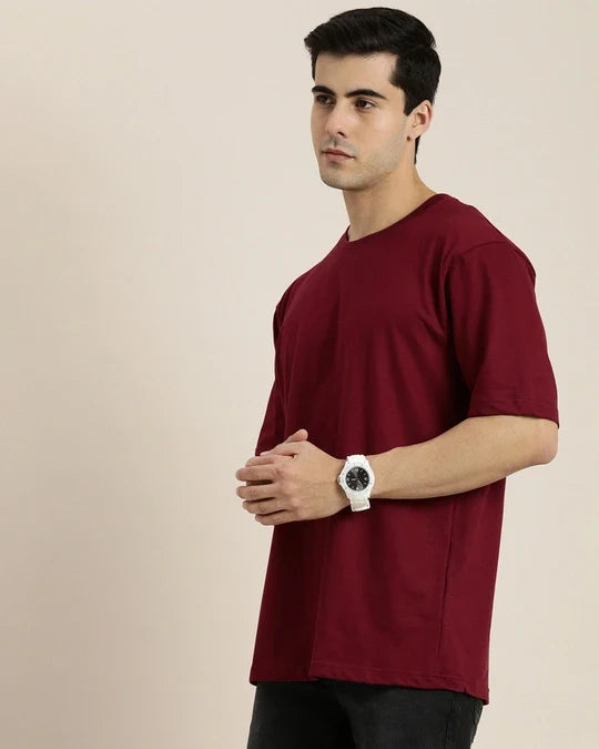 Maroon Drop Shoulder Tee