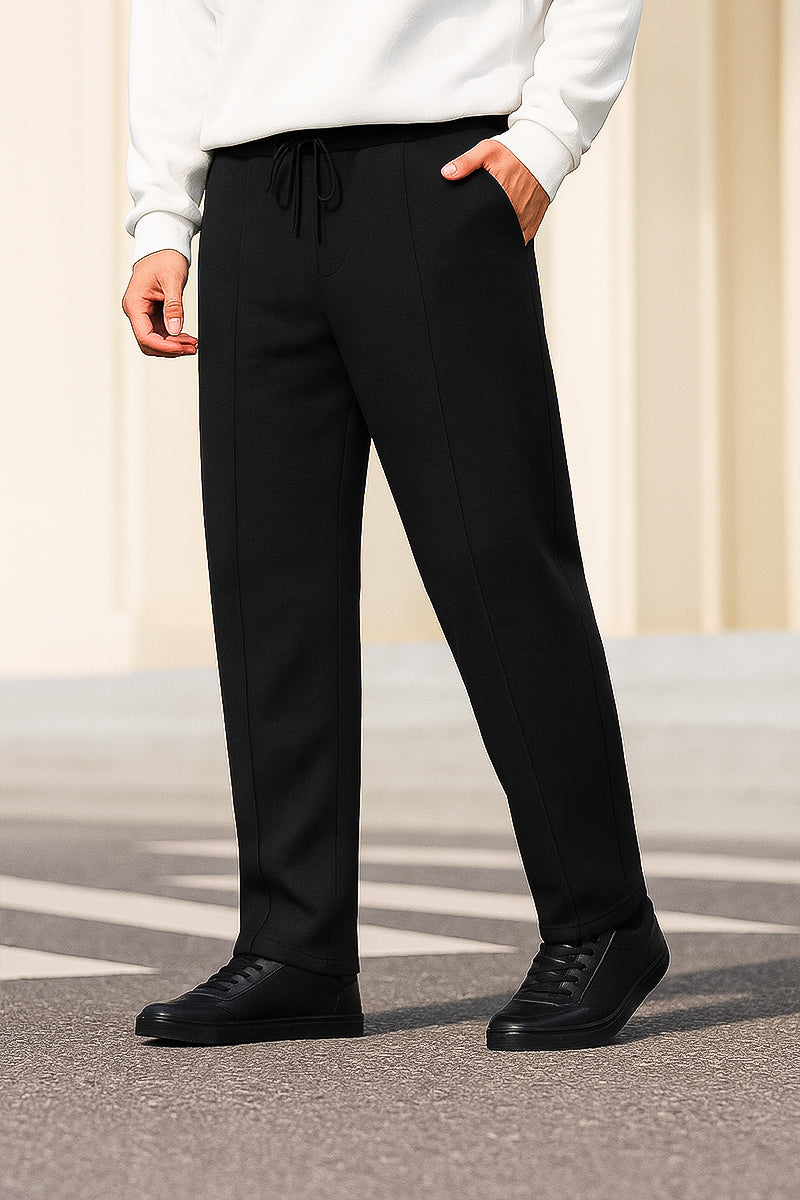 Black Pleated Fleece Sweatpant